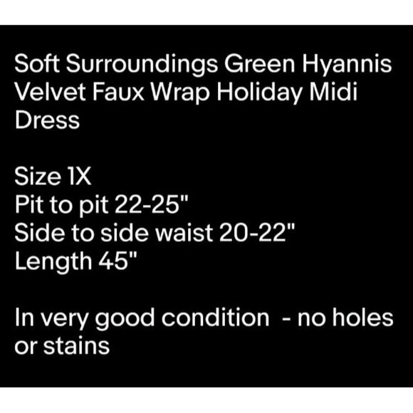 Soft Surroundings Green Hyannis Velvet Faux Wrap Holiday Midi Dress Sz 1X - Picture 6 of 6